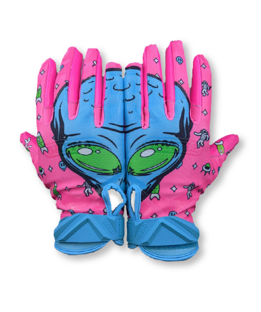 "Alien" Cloaked Receiver Football Gloves - Youth
